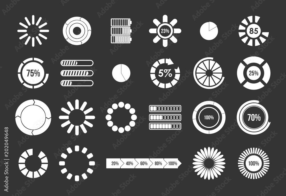 Poster loading icon set vector white isolated on grey background