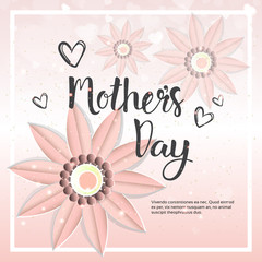Happy Mother Day Card Background Template With Flowers And Copy Space Flat Vector Illustration