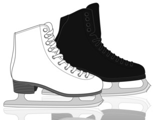 figure skates, men's and women's isolated on a white background