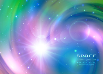 Space Galaxy Background with milky way nebula, stardust and bright shining stars. Vector illustration for your design, artworks