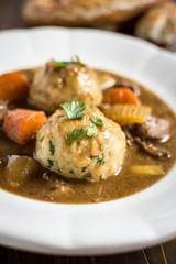 Scandinavian Venison Hunters Stew with Bacon and Onion Dumplings