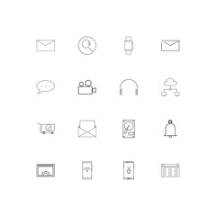 Devices simple linear icons set. Outlined vector icons