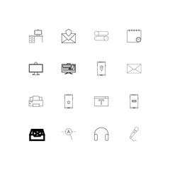 Fototapeta na wymiar Devices simple linear icons set. Outlined vector icons