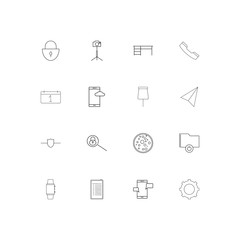 Devices simple linear icons set. Outlined vector icons
