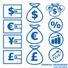 Financial Symbols. Vector illustration.