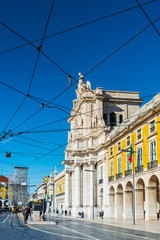 Obraz premium Lisbon, Portugal - February 11, 2018: Commerce Square Terreiro do Paco in Lisbon, Portugal, Europe