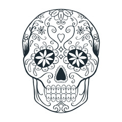 sugar skull doodle sketch, coloring page