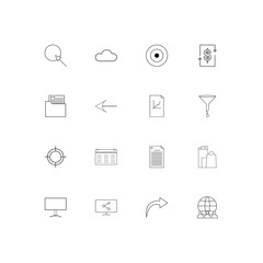 Business simple linear icons set. Outlined vector icons