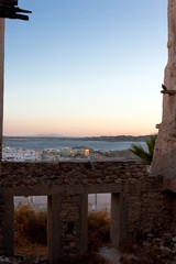Naxos - View of the Town from Chora ruins at dusk.  - Cyclades islands
