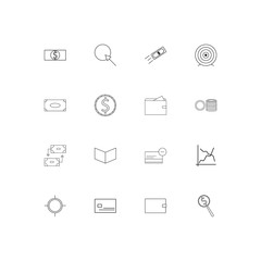 Banking, Finance And Money simple linear icons set. Outlined vector icons