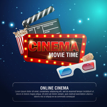 Cinema movie vector poster design template