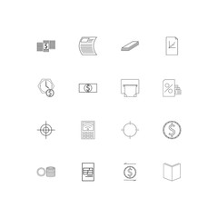 Banking, Finance And Money simple linear icons set. Outlined vector icons