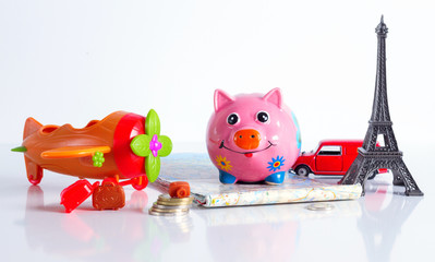 Travel vacation money saving concept