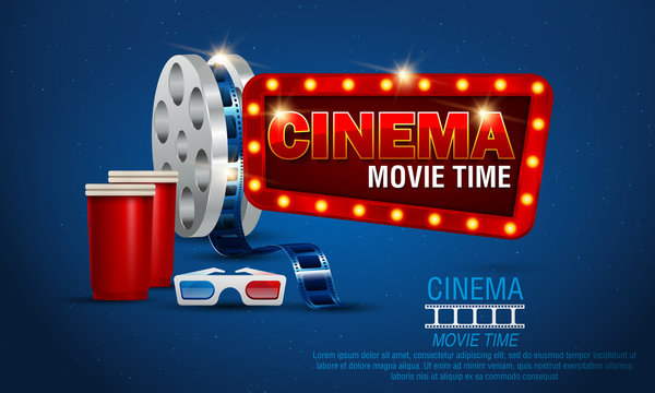 Cinema movie vector poster design template