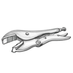 locking pliers hand drawn vector