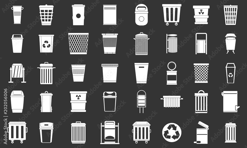 Aufkleber garbage can icon set vector white isolated on grey background