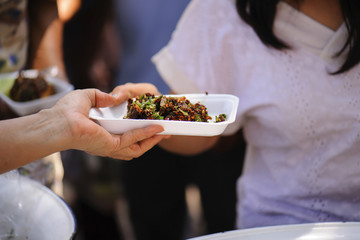 The society of helping to share food to the poor