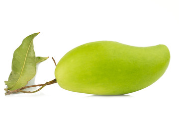 Fresh green mango isolated on white background