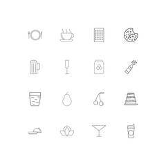 Food And Drink simple linear icons set. Outlined vector icons