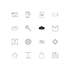 Interface simple linear icons set. Outlined vector icons