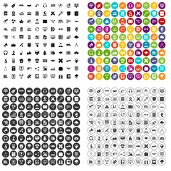 100 education technology icons set vector in 4 variant for any web design isolated on white