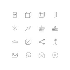 Interface simple linear icons set. Outlined vector icons