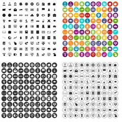 Fototapeta premium 100 e-learning icons set vector in 4 variant for any web design isolated on white