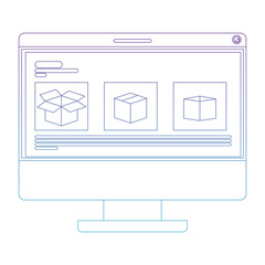 computer display with boxes vector illustration design