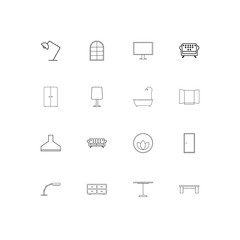 Fototapeta na wymiar Furniture simple linear icons set. Outlined vector icons