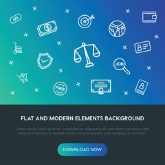 business, charts, time, shopping outline vector icons and elements background concept on gradient background.Multipurpose use on websites, presentations, brochures and more
