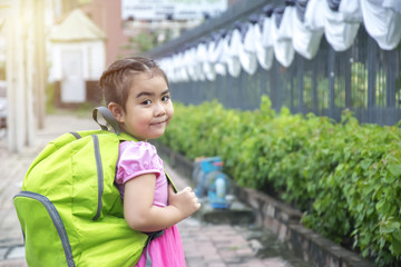 school children happily go to school