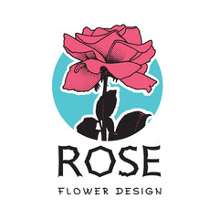 Red rose-vector logo image.
Graphic illustration of flowers clip art, pattern for floral design element for logo or template.