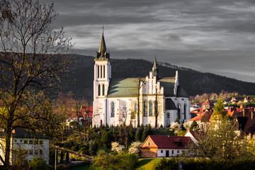 Kościół w mieście Mszana Dolna, Polska