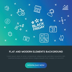 business, charts, time, shopping outline vector icons and elements background concept on gradient background.Multipurpose use on websites, presentations, brochures and more
