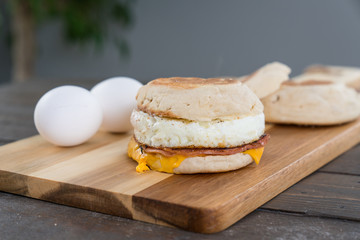 Canadian Bacon, Egg and Cheese Breakfast Sandwich