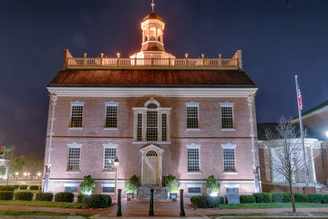 Historic Delaware State House at Night - obrazy, fototapety, plakaty
