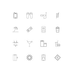 Fototapeta na wymiar Travel simple linear icons set. Outlined vector icons