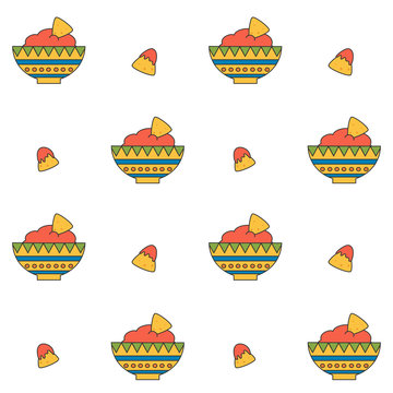 cute cartoon mexican food seamless vector pattern background illustration