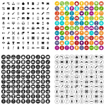 100 energy icons set vector in 4 variant for any web design isolated on white