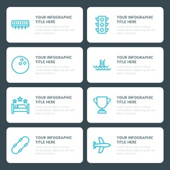 Flat transports, hotel, sports infographic timeline template for presentations, advertising, annual reports