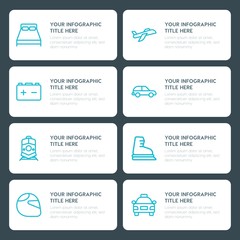 Flat transports, hotel, sports infographic timeline template for presentations, advertising, annual reports