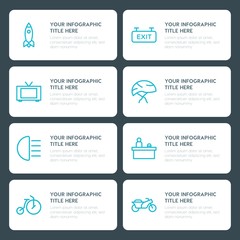 Flat transports, hotel, sports infographic timeline template for presentations, advertising, annual reports