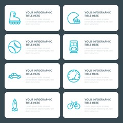 Flat transports, hotel, sports infographic timeline template for presentations, advertising, annual reports