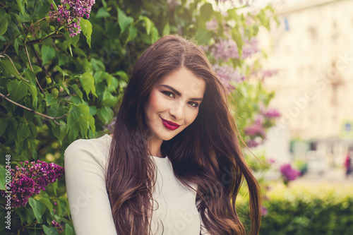 Beautiful Smiling Woman Outdoors Female Model Brunette With