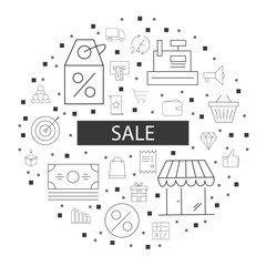 Sale background from line icon. Linear vector pattern