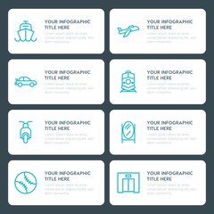 Fototapeta na wymiar Flat transports, hotel, sports infographic timeline template for presentations, advertising, annual reports