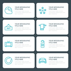 Flat transports, hotel, sports infographic timeline template for presentations, advertising, annual reports