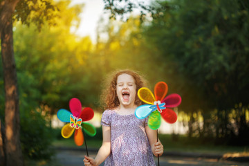 Happy child leisure in summer outdoor.