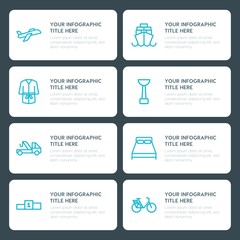 Flat transports, hotel, sports infographic timeline template for presentations, advertising, annual reports