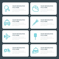 Flat transports, hotel, sports infographic timeline template for presentations, advertising, annual reports